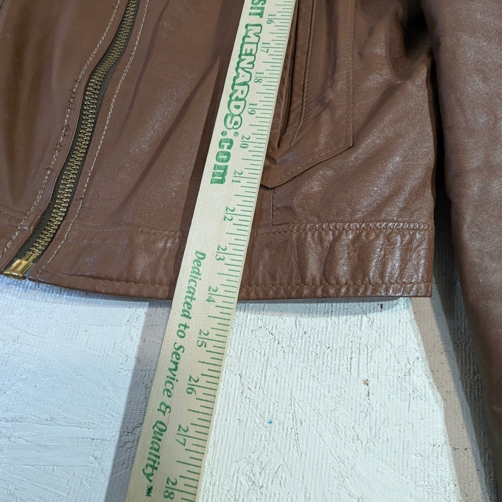 Vintage Jean Pierre Brown Leather Jacket Made in Argentina 42 Mens 80s Shacket - Picture 4 of 16